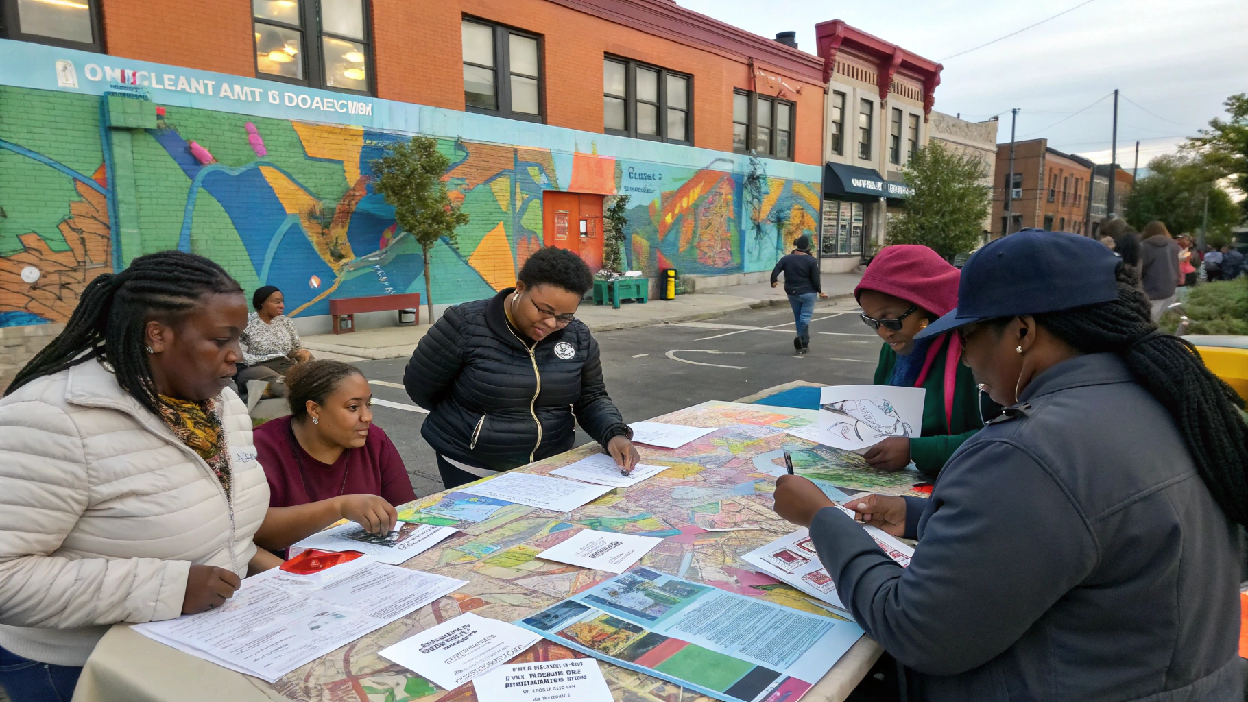 Community organizers meeting to discuss festival permit documentation