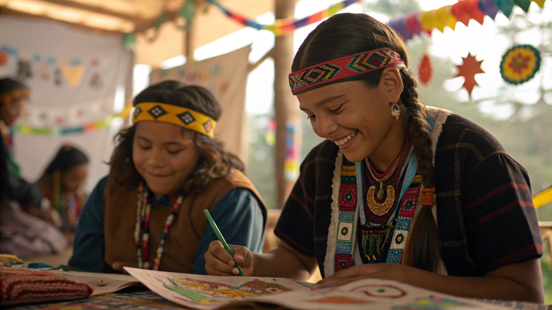 Families and youth participating in cultural workshops at the festival